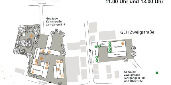 In einem Kartenausschnitt sind die 22 Stationen des Tages der offen Tür zu sehen